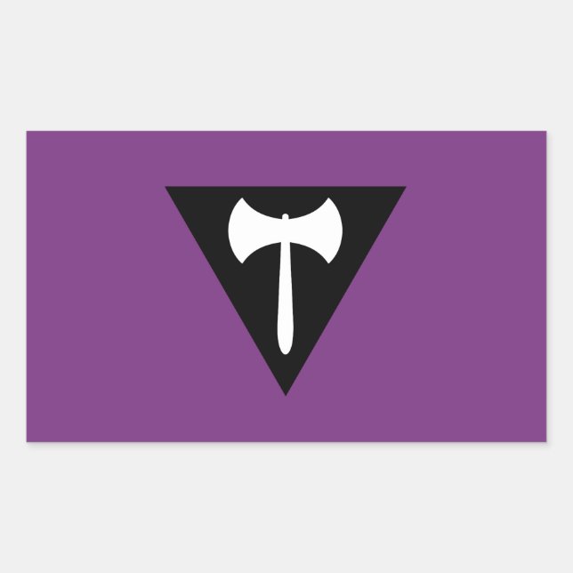 Pegatina Rectangular Bandera del Orgullo Lesbiano Purple Ax (Anverso)