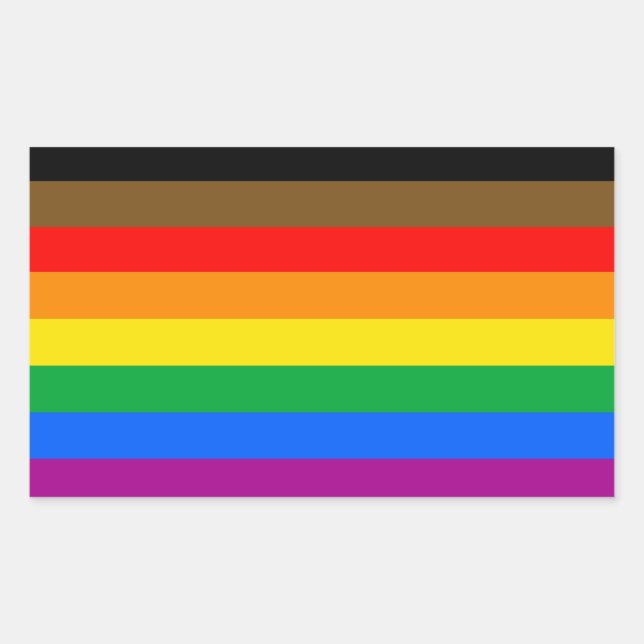 Pegatina Rectangular Bandera del Orgullo LGBTQ (8 bandas) (Anverso)