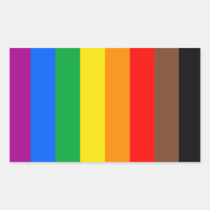 Pegatina Rectangular Bandera del Orgullo LGBTQ (8 Franjas)