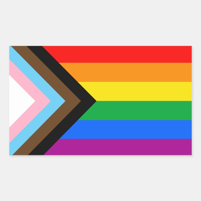 Pegatina Rectangular Bandera del orgullo LGBTQ+ Progress (Anverso)