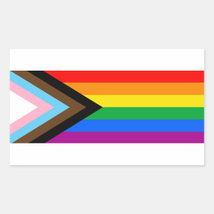 Pegatina Rectangular Bandera del orgullo LGBTQ+ Progress
