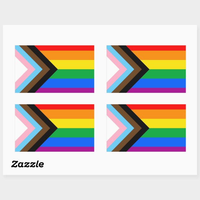 Pegatina Rectangular Bandera del orgullo LGBTQ+ Progress (Hoja)