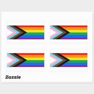 Pegatina Rectangular Bandera del orgullo LGBTQ+ Progress