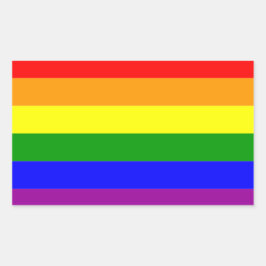 Pegatina Rectangular Bandera del orgullo LGBTQIA+ colores arcoiris