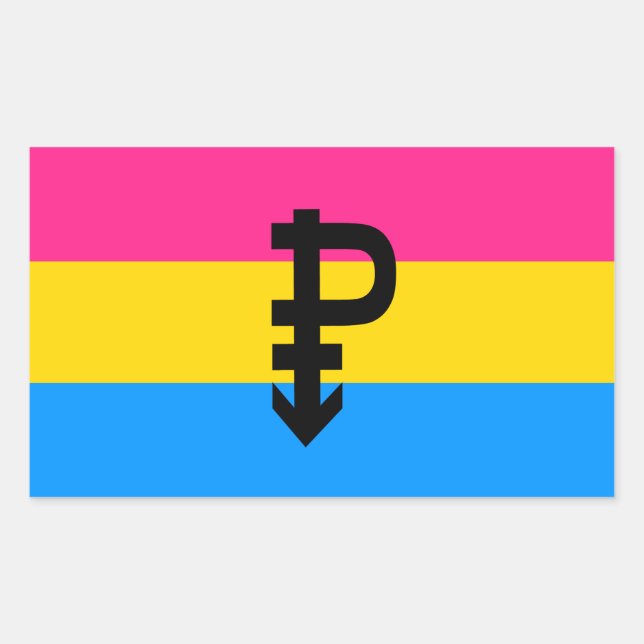 Pegatina Rectangular Bandera del Orgullo Pansexual (Anverso)