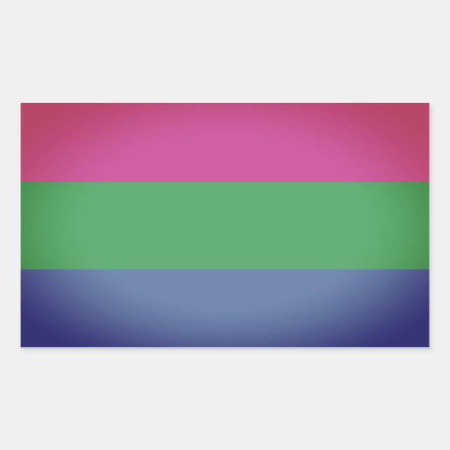 Pegatina Rectangular Bandera del Orgullo Polisexual (Anverso)