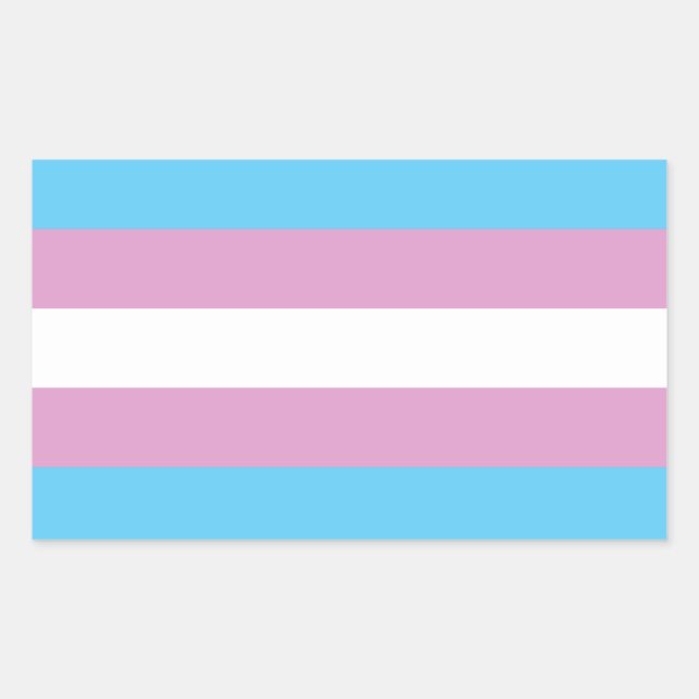 Pegatina Rectangular Bandera del Orgullo Trans (Anverso)
