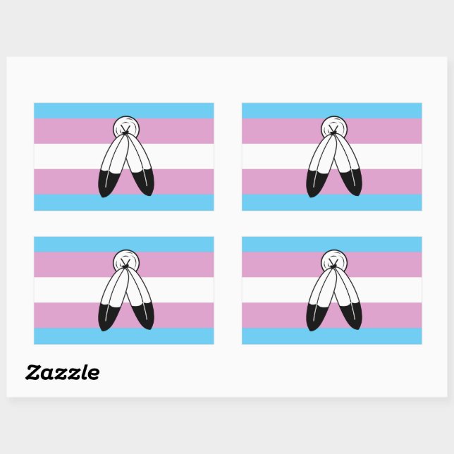 Pegatina Rectangular Bandera del Orgullo Trans de Dos Espíritus (Hoja)