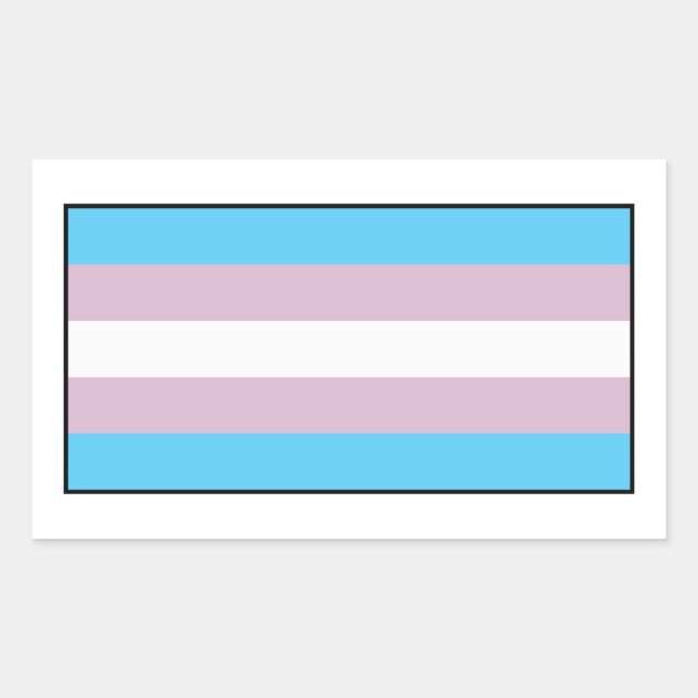 Pegatina Rectangular Bandera del Orgullo Transgénero (Anverso)