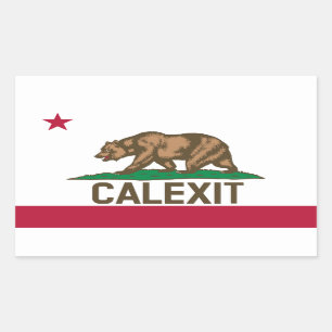 Pegatina Rectangular Bandera del oso de CALEXIT California