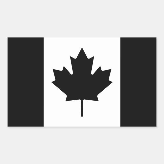 Pegatina Rectangular Bandera del país de Canadá negro (Anverso)