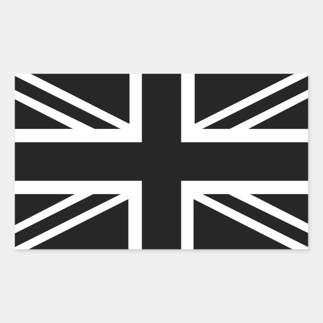 Pegatina Rectangular Bandera del país de la Unión Negra Jack British (U (Anverso)