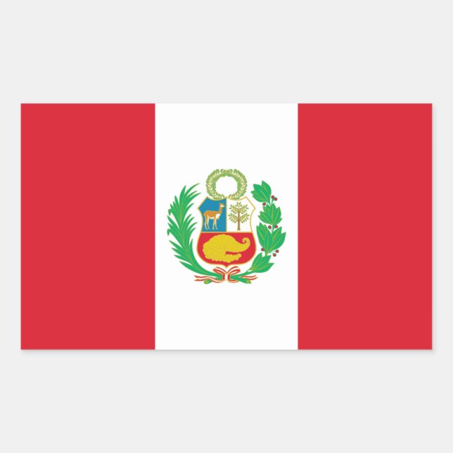 Pegatina Rectangular Bandera del Perú (Anverso)