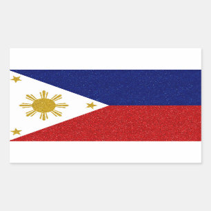 Pegatina Rectangular Bandera del purpurina de Filipinas