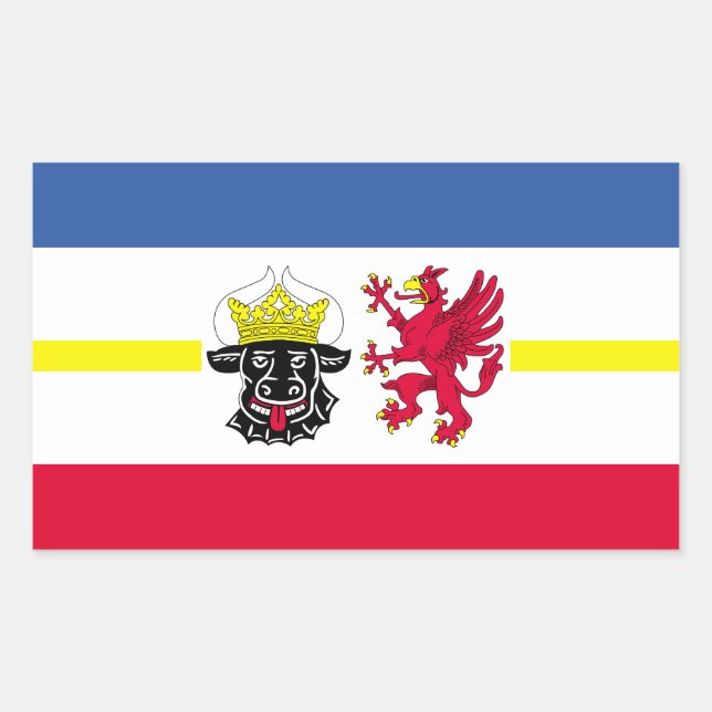 Pegatina Rectangular Bandera del Rectángulo Mecklemburgo-Pomerania Occi (Anverso)