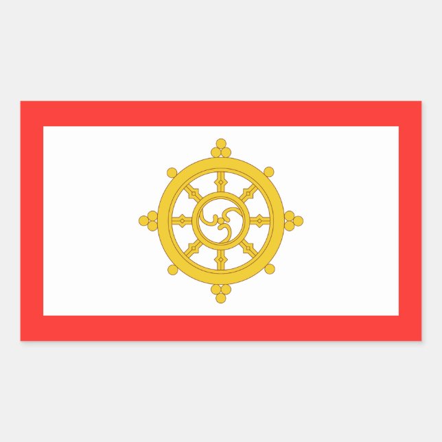 Pegatina Rectangular Bandera del Reino de Sikkim (Anverso)