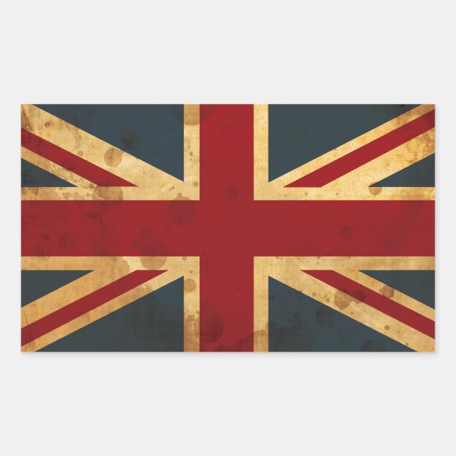 Pegatina Rectangular Bandera del Reino Unido (Anverso)