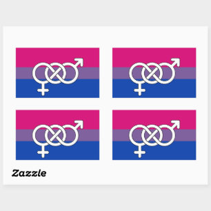 Pegatina Rectangular Bandera del Símbolo de Orgullo Bisexual
