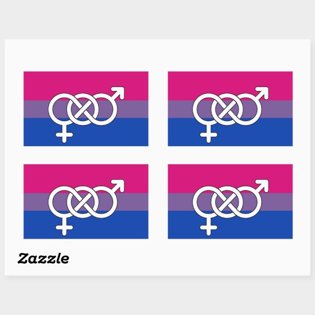 Pegatina Rectangular Bandera del Símbolo de Orgullo Bisexual (Hoja)
