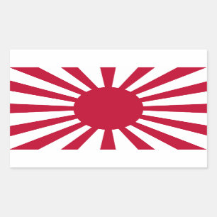 Pegatina Rectangular Bandera del sol naciente de Japón