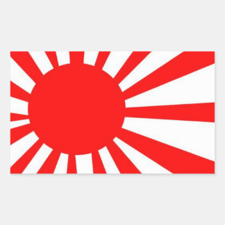 Pegatina Rectangular Bandera del Sol Naciente Japonés