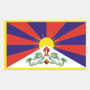 Pegatina Rectangular Bandera del Tíbet
