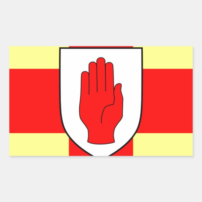 Pegatina Rectangular Bandera del Ulster - Irlanda del Norte (Anverso)