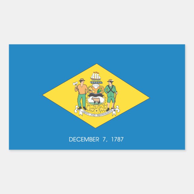 Pegatina Rectangular Bandera Delaware (Anverso)