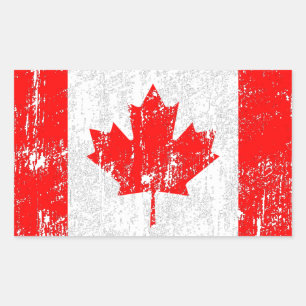 Pegatina Rectangular Bandera descolorada de Canadá