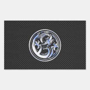 Pegatina Rectangular Bandera Dragon de estilo cromado en la impresión d