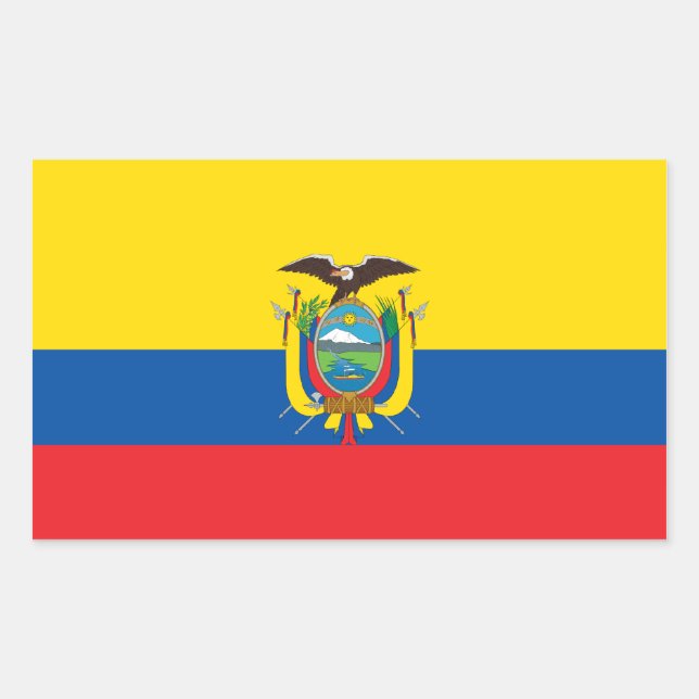 Pegatina Rectangular Bandera Ecuador/Ecuatoriana (Anverso)