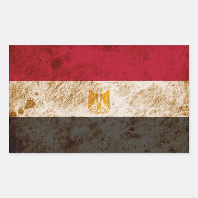 Pegatina Rectangular Bandera egipcia irregular (Anverso)