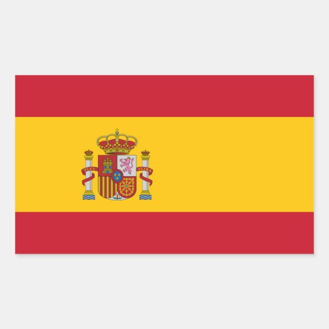 Pegatina Rectangular Bandera española, bandera de España (Anverso)