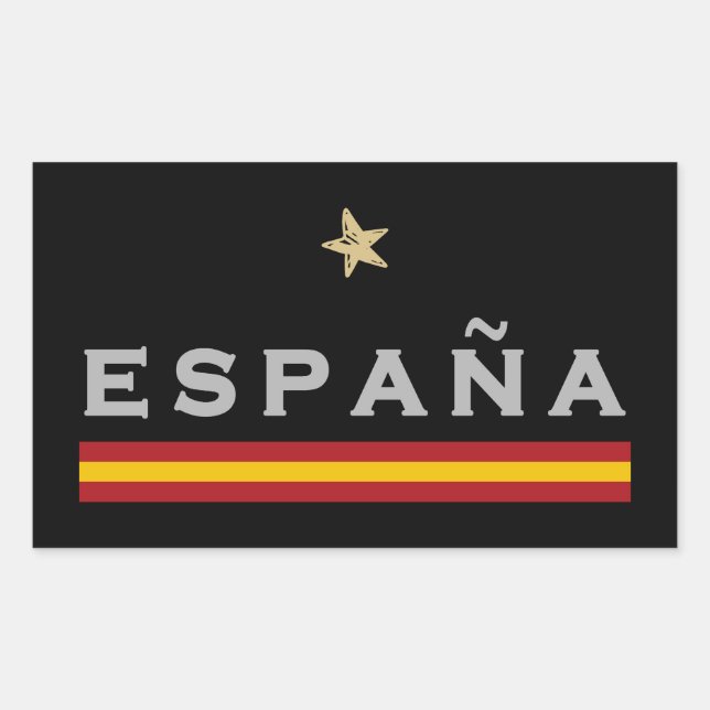 Pegatina Rectangular Bandera española de hinchas de fútbol de camiseta  (Anverso)