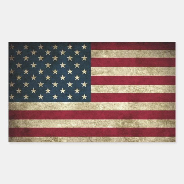Pegatina Rectangular Bandera estadounidense (Anverso)