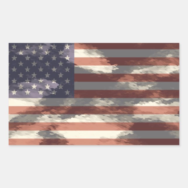 Pegatina Rectangular Bandera estadounidense (Anverso)