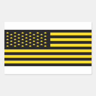 Pegatina Rectangular Bandera estadounidense amarillo negro