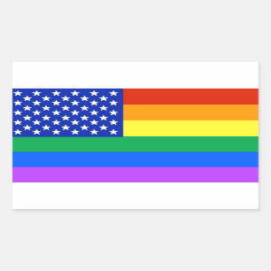 Pegatina Rectangular Bandera estadounidense arco iris LGBT