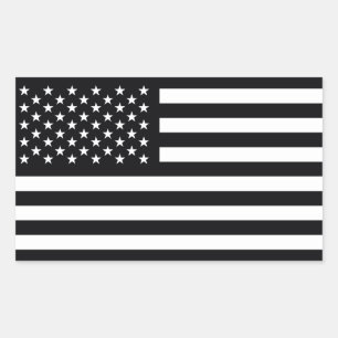 Pegatina Rectangular Bandera estadounidense blanco negro