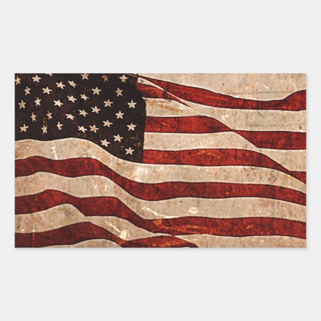 Pegatina Rectangular Bandera estadounidense de época (Anverso)
