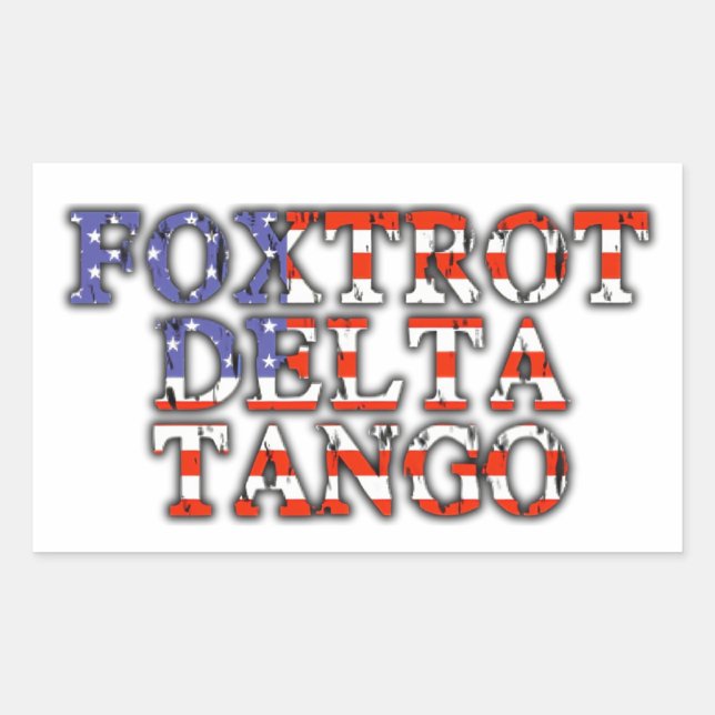 Pegatina Rectangular Bandera estadounidense del Delta del Tango Foxtrot (Anverso)