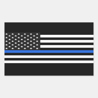 Pegatina Rectangular Bandera estadounidense delgada de la línea azul