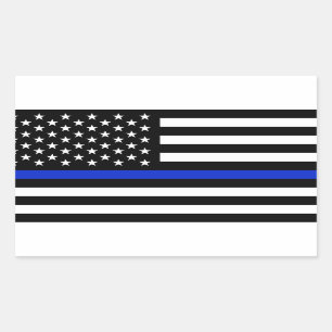Pegatina Rectangular Bandera estadounidense delgada de la línea azul