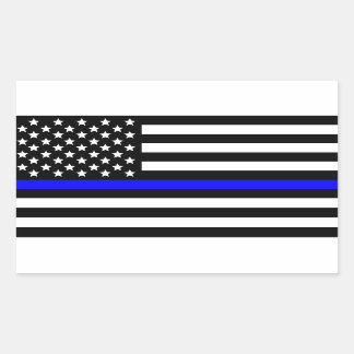 Pegatina Rectangular Bandera estadounidense delgada de la línea azul de