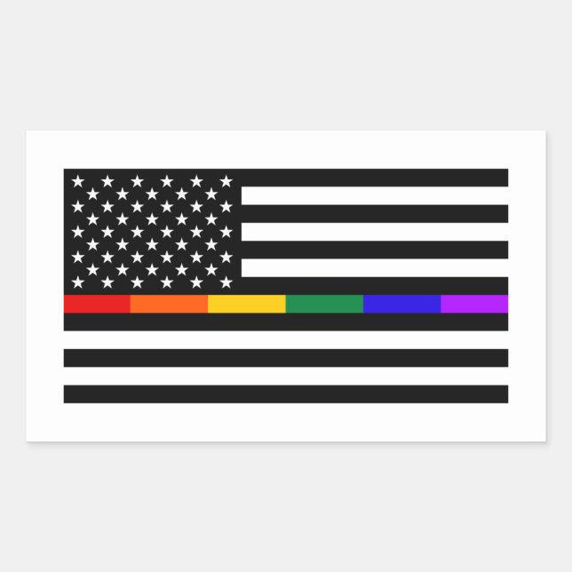 Pegatina Rectangular Bandera estadounidense LGBTQ (Anverso)