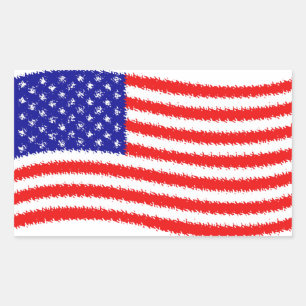 Pegatina Rectangular bandera estadounidense ondulada