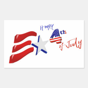 Pegatina Rectangular Bandera estadounidense personalizada del 4 de juli
