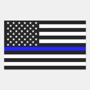 Pegatina Rectangular Bandera estadounidense Thin Blue Line Memorial sim