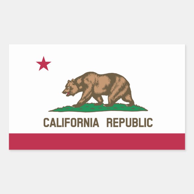 Pegatina Rectangular Bandera estatal clásica de California (Anverso)