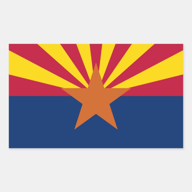 Pegatina Rectangular Bandera Estatal de Arizona (Anverso)